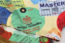Masters Tournament Series Badges & Tickets Collage Yellow Collared Golf Shirt - Size M