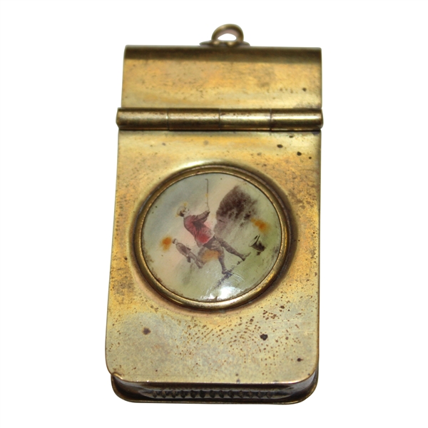 Vintage Post Swing Red Coat Golfer Match Safe