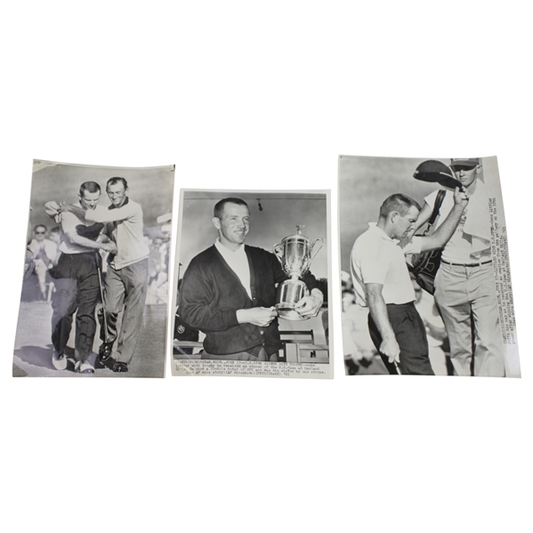 Three 1961 Gene Littler Wire Photos from US Open Win