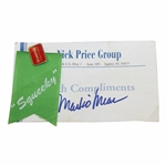Caddy "Squeeky" Ribbon w/Leukemia Awareness Pin on OMeara Signed Compliments Card JSA ALOA