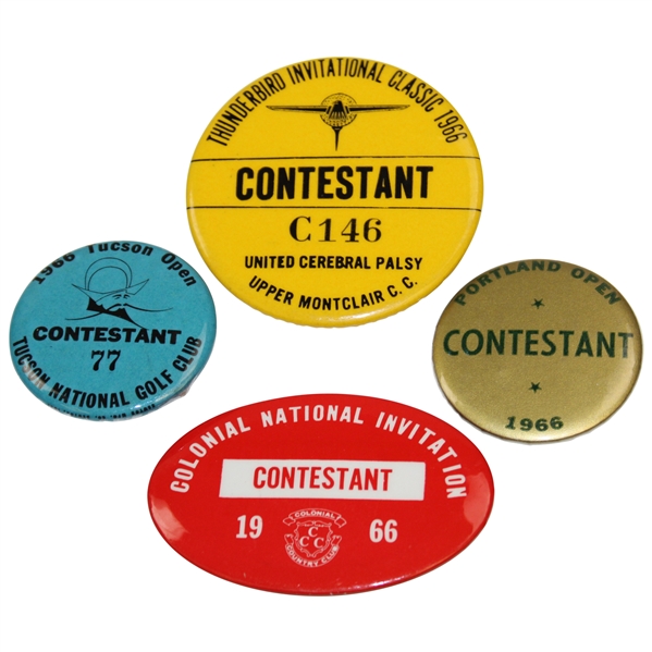Four (4) 1960s Contestant Badges - Colonial, Portland, Thunderbird & Tucson 