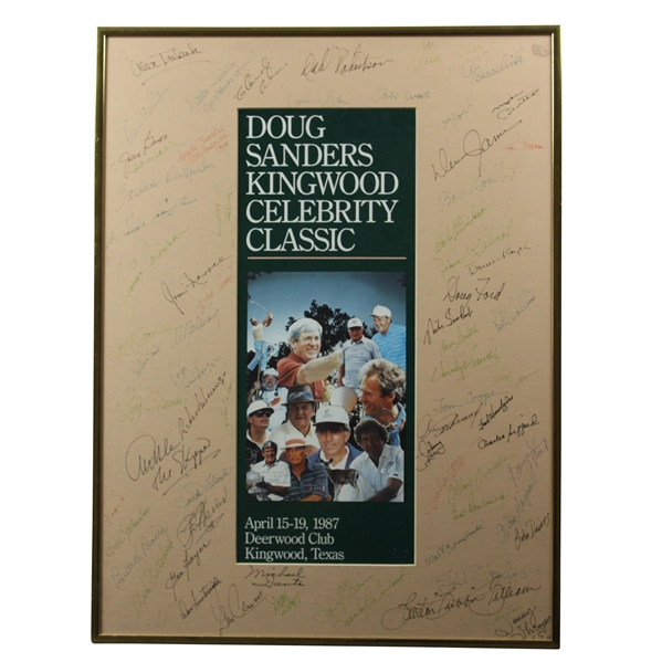 Multi-Signed 1987 Doug Sanders Kingwood Celebrity Classic Poster - Framed JSA ALOA