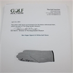 Ben Hogan Signed LH White Golf Glove JSA ALOA