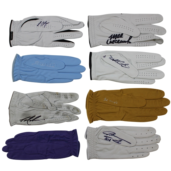 Nagle, Norman, Lehman & Five (5) other The Open Winners Signed Gloves JSA ALOA