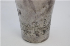 Golf Themed Male & Lady Golfers Meriden S.P. Co. International S. Co. White Metal Shaker
