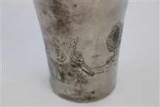 Golf Themed Male & Lady Golfers Meriden S.P. Co. International S. Co. White Metal Shaker