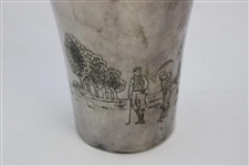 Golf Themed Male & Lady Golfers Meriden S.P. Co. International S. Co. White Metal Shaker