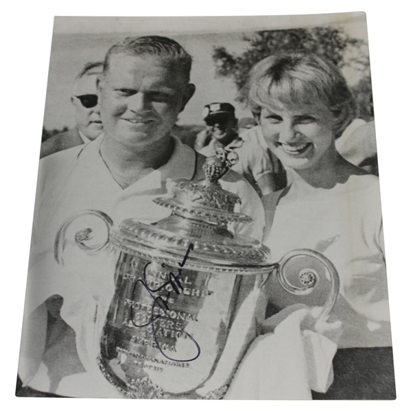 Jack Nicklaus Signed 1963 PGA Championship Trophy Ceremony Photo JSA ALOA
