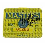 Larry Mize Signed 1987 masters Tournament Series Badge #00265 JSA ALOA