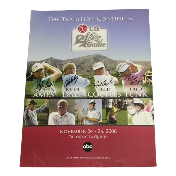 Daly, Couples, Ames & Funk Signed 2006 LG Skins Game Poster JSA ALOA