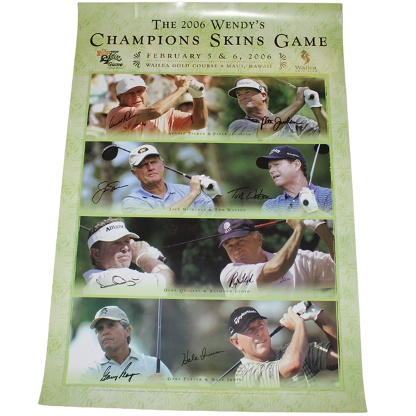 Palmer, Nicklaus, Watson, Player & others Signed 2006 Wendys Skins Game Poster JSA ALOA