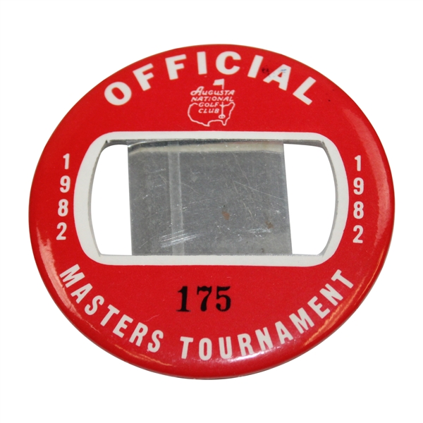 1982 Masters Tournament Official Badge #175