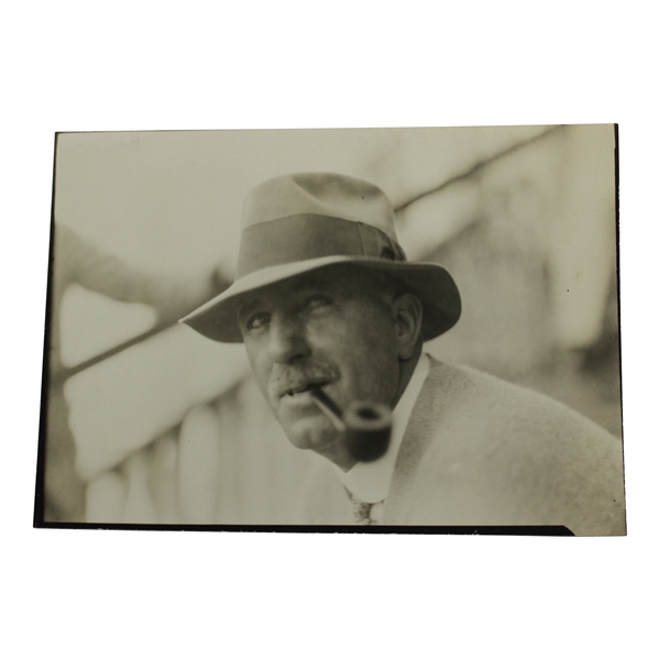 Ted Ray Smoking A Pipe Photo with George S. Pietzcker Stamp on Reverse