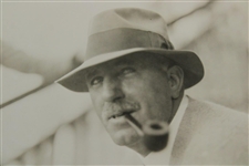 Ted Ray Smoking A Pipe Photo with George S. Pietzcker Stamp on Reverse