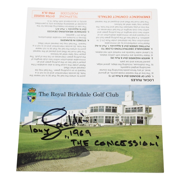 Tony Jacklin Signed Royal Birkdale Scorecard JSA ALOA