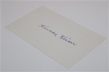 Herman Keiser Signed Index Card JSA ALOA