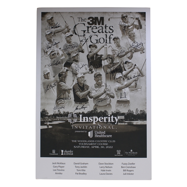 Nicklaus, Player, Trevino & Others Signed 2022 3M Greats of Golf Poster - Matted JSA ALOA