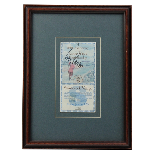 Corey Pavin Signed 1995 US Open At Shinnecock Hills Shinnecock Village Ticket Framed JSA ALOA