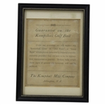 Framed 1905 Guarantee On Kempshall Golf Ball