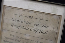 Framed 1905 Guarantee On Kempshall Golf Ball