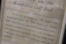 Framed 1905 Guarantee On Kempshall Golf Ball