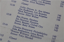 1946 Golden State Open Pairing Sheet After 2Nd Round. Won By Ben Hogan