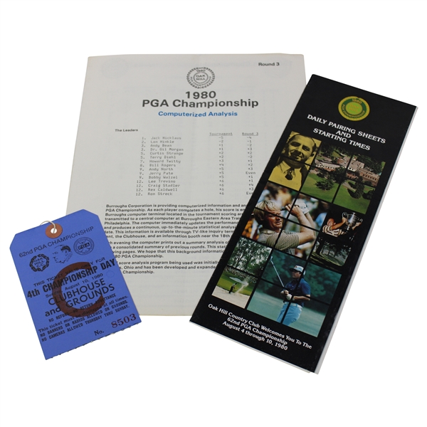 1980 PGA Championship 3rd Day Result, Final Day Pairing & 4th Day Ticket - Jack Nicklaus Win