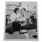 Babe Zaharias Receiving A Large Trophy B&W Photo