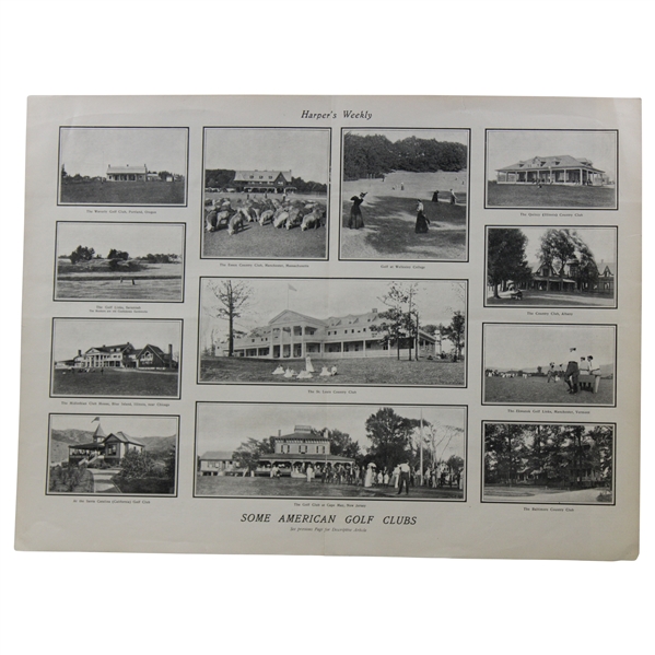 2 Pages Of Harpers Showing 12 Clubhouses And Or Courses Circa 1901
