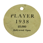1938 Hollywood $3,000 Open Player Badge - No String Attached