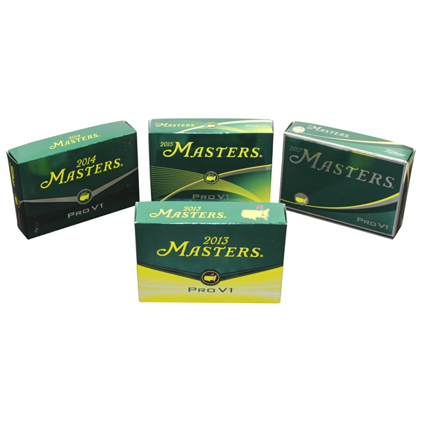 2013, 2014, 2015 & 2017 Masters Dozen Titleist Golf Balls In Box - 4 Dozen