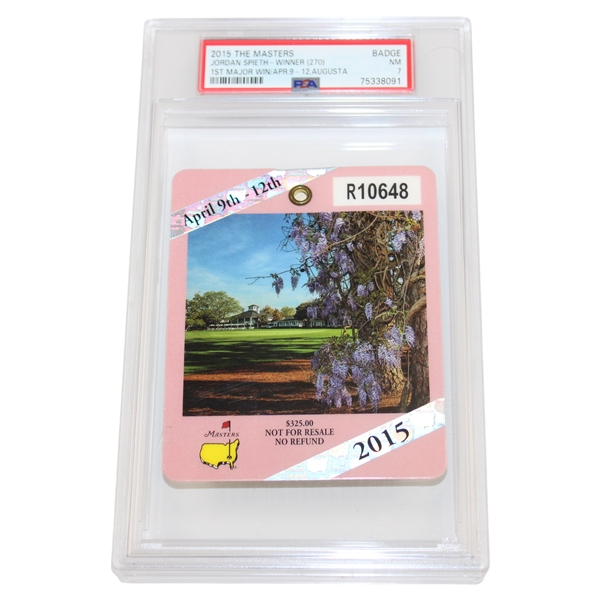 2015 Masters Tournament Series Badge #R10648 PSA Graded NM 7 #75338091