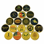 Eighteen (18) Metal Bag Tags - Buick Inv, BC Open, Sea Pines CC, Kemper Lakes & more