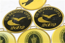 Six (6) Senior US Open & Senior PGA Championship Metal Bag Tags - 2001, 2001 & 2003