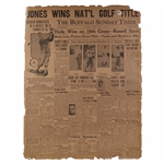 1926 Jones Wins Natl Golf Title The Buffalo Sunday Times Newspaper Page - July 11th