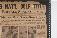 1926 'Jones Wins Nat'l Golf Title' The Buffalo Sunday Times Newspaper Page - July 11th