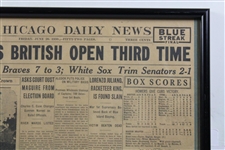 1930 'Jones Wins British Open Third Time' The Chicago Daily News Newspaper Page - June 20th
