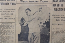 1930 'Jones Wins British Open Third Time' The Chicago Daily News Newspaper Page - June 20th