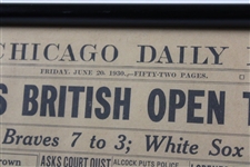 1930 'Jones Wins British Open Third Time' The Chicago Daily News Newspaper Page - June 20th