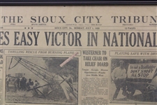 1929 'Jones Easy Victor In National Open' The Sioux City Tribune Newspaper Page - July 1st