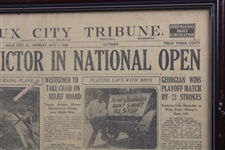 1929 'Jones Easy Victor In National Open' The Sioux City Tribune Newspaper Page - July 1st