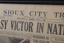 1929 'Jones Easy Victor In National Open' The Sioux City Tribune Newspaper Page - July 1st