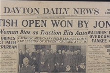 1926 'British Open Won By Jones' Dayton Daily News Newspaper Page - June 25th