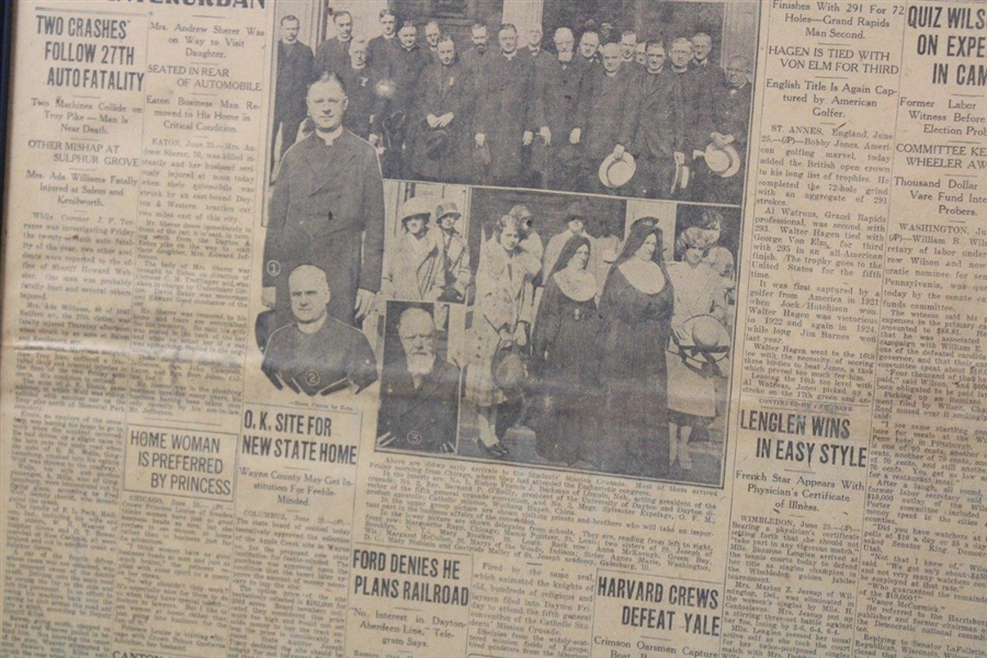1926 'British Open Won By Jones' Dayton Daily News Newspaper Page - June 25th