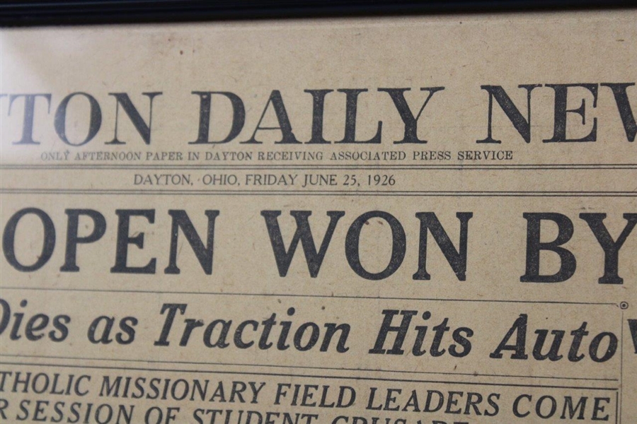 1926 'British Open Won By Jones' Dayton Daily News Newspaper Page - June 25th