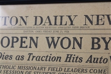 1926 'British Open Won By Jones' Dayton Daily News Newspaper Page - June 25th