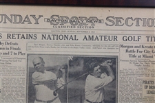 1925 'Jones Retains National Amateur Golf Title' Dayton Daily News Newspaper Page - September 6th