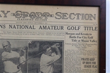 1925 'Jones Retains National Amateur Golf Title' Dayton Daily News Newspaper Page - September 6th
