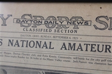 1925 'Jones Retains National Amateur Golf Title' Dayton Daily News Newspaper Page - September 6th
