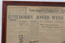 1923 'Bobby Jones Wins Open Title' Los Angeles Examiner Sports Newspaper Page - July 16th